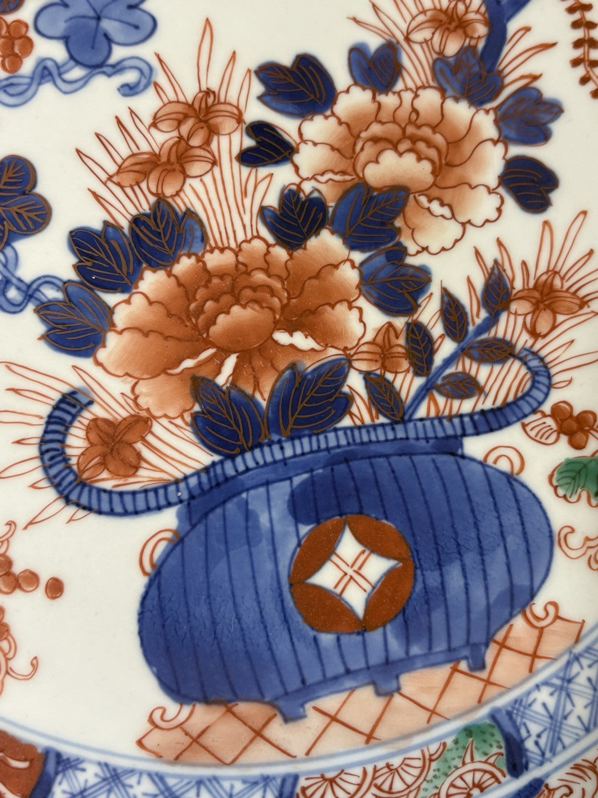 Large Antique Japanese Imari Charger 1800s Hand Painted Kutani Style 17”