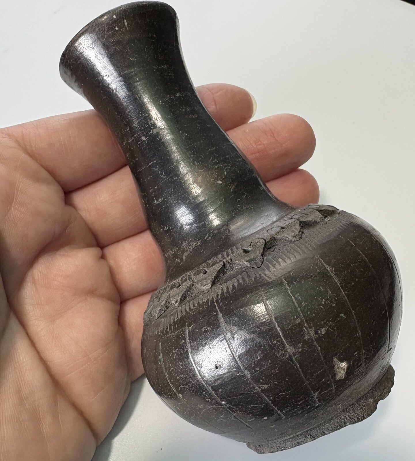Chinese  Antique Black/brown Clay Pottery Vase 4” tall  Set Of 4 17th C.
