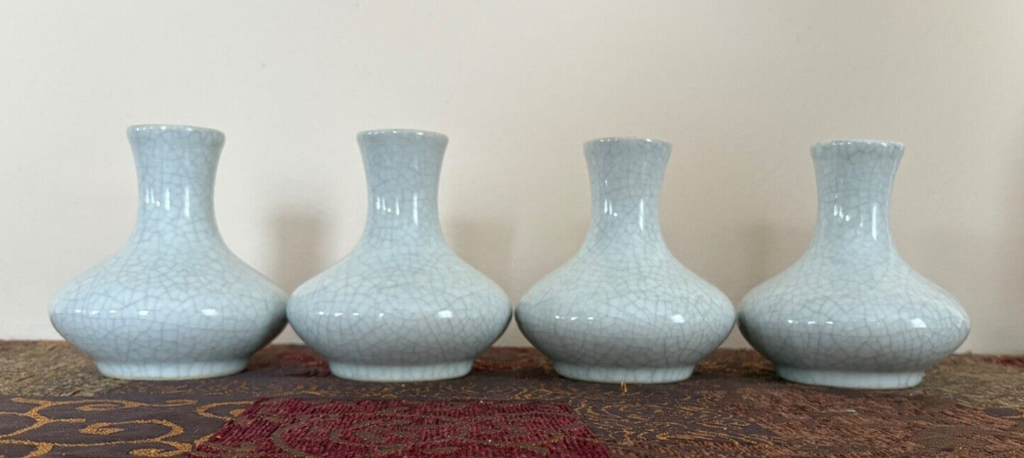 Set of 4 Crackle Glaze Vase 5” tall