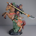 Antique Porcelain Painting Guan Gong Yu Warrior God Ride Horse Knife Statue  22”