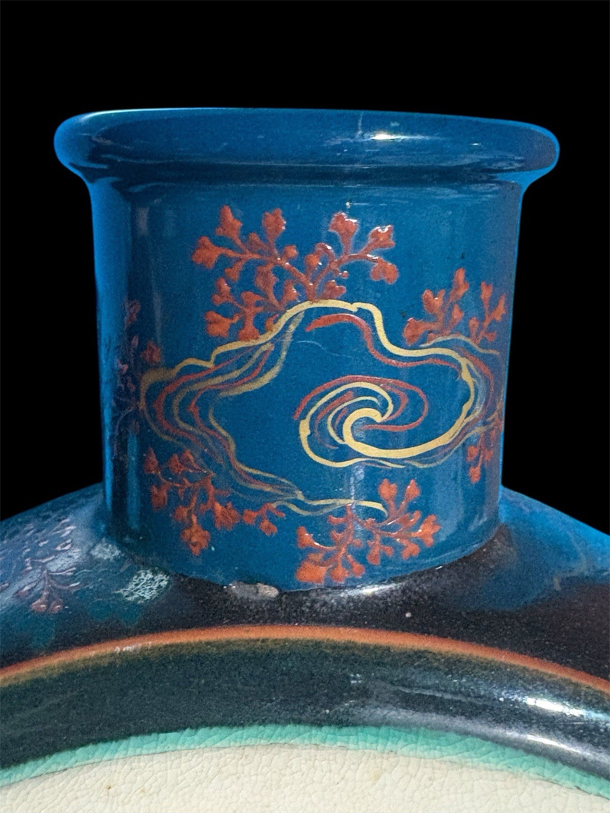 Antique Japanese Satsuma Revival Moon Flask Vase Hand Painted Figures
