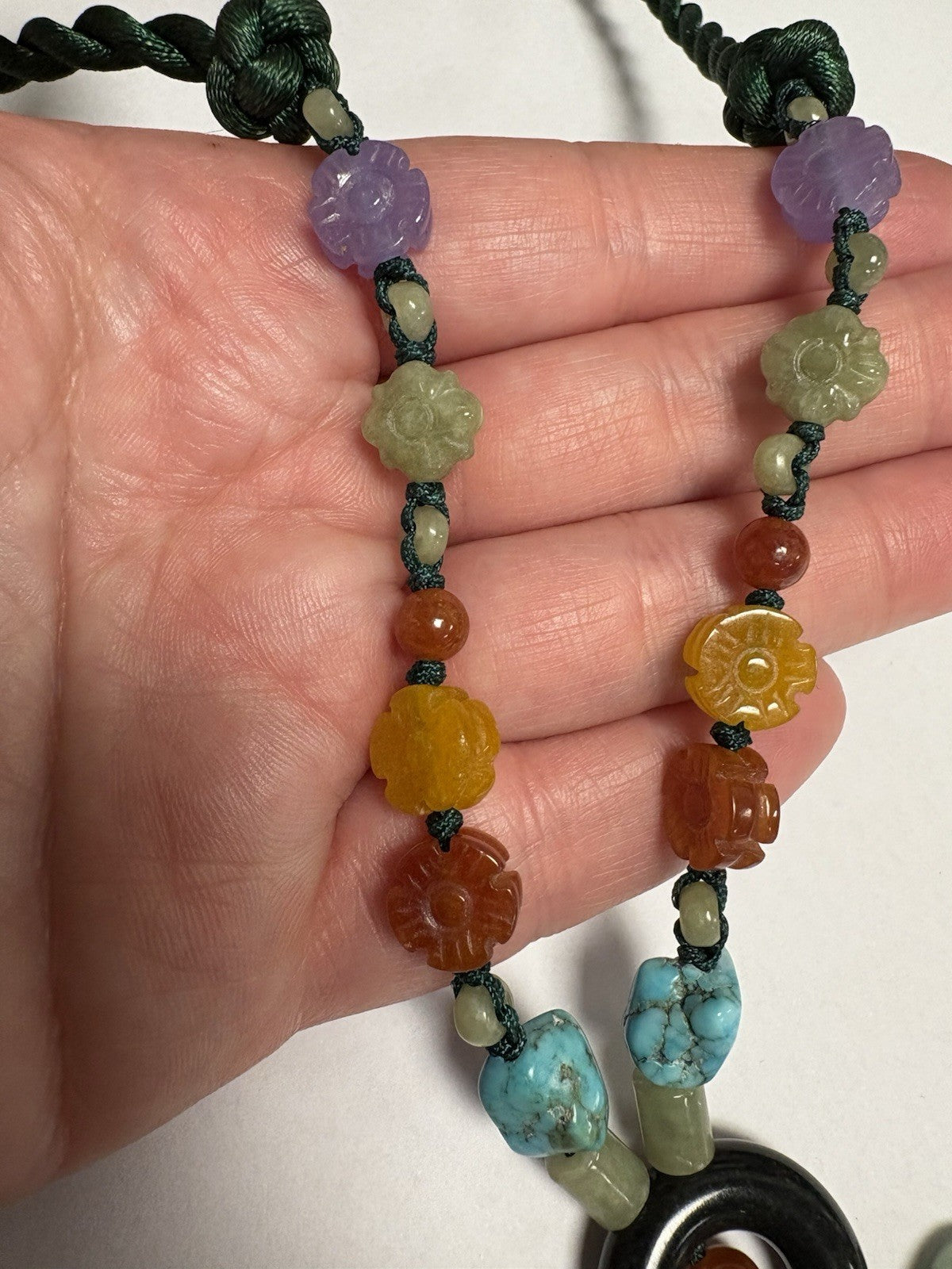 Vintage Aventurine Jade/butterfly/Coloured Stone /necklace