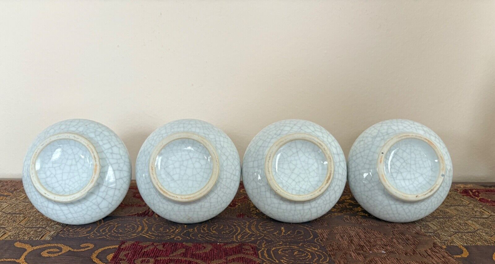 Set of 4 Crackle Glaze Vase 5” tall