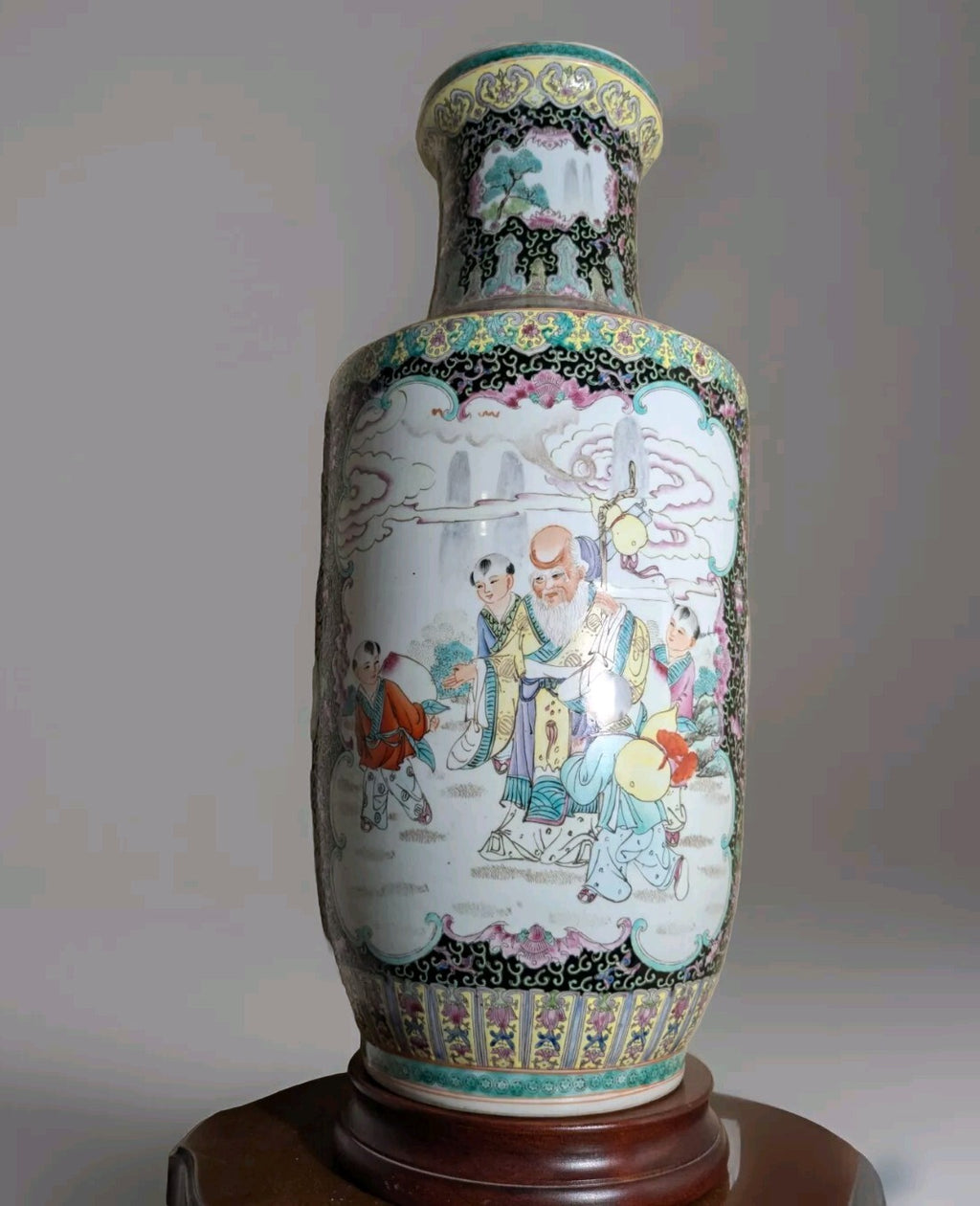 Antique Chinese Porcelain Vase Qianlong Famille Rose Fencai Hand Painted 18c