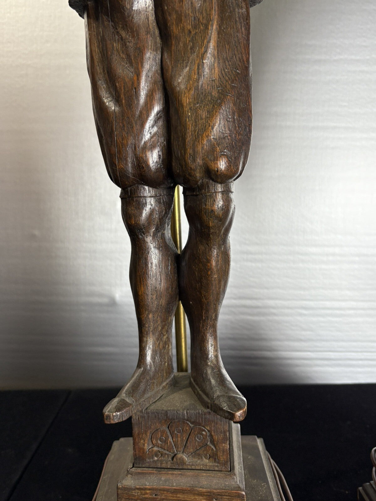 Vintage Pair Incredible Carved Wood Lamp Musicians 37”