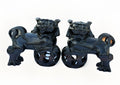 Vintage MCM Hand Wood Carved: Pair of Carved Wood Foo Dogs Pair