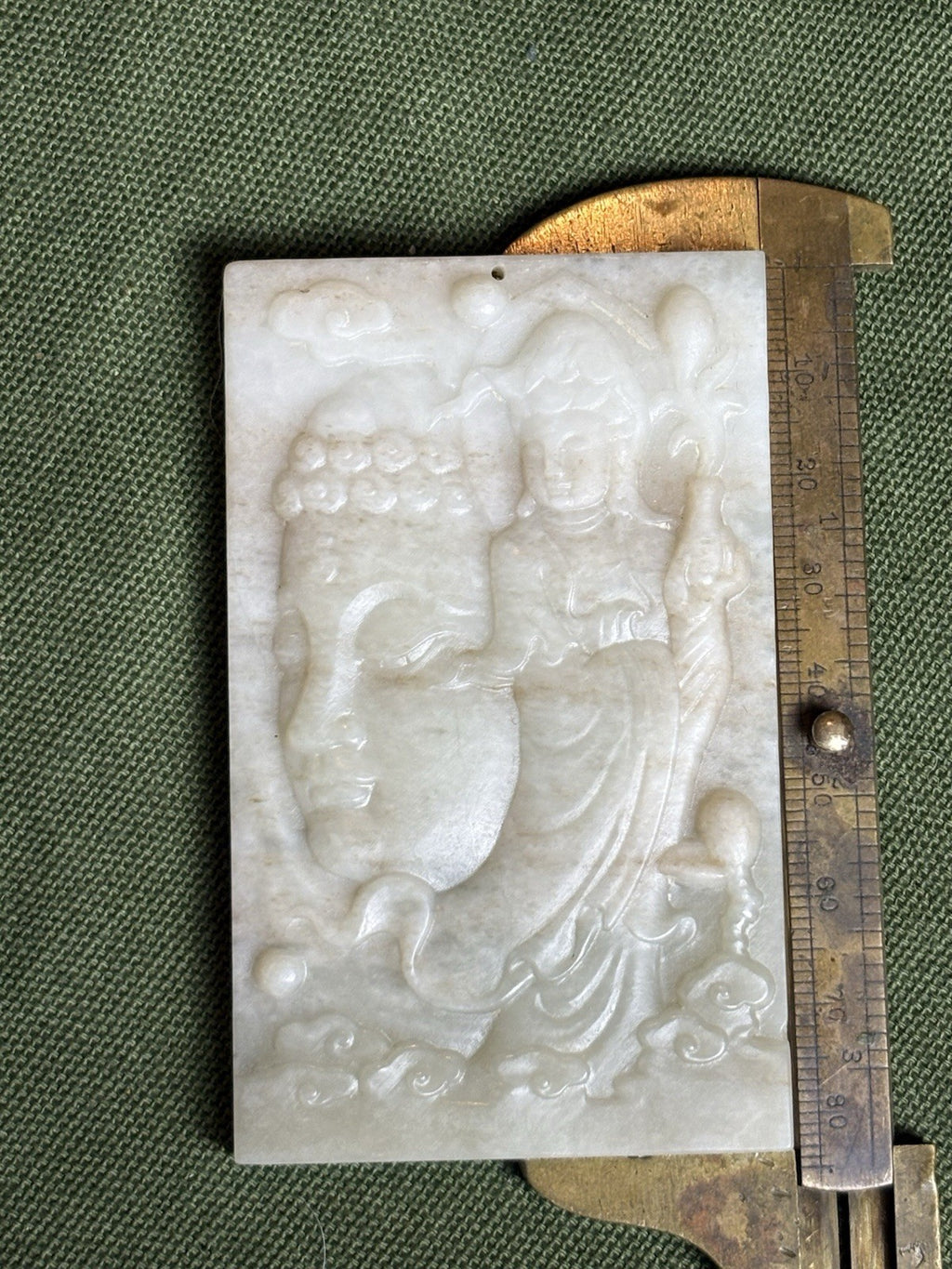 Antique Old Chinese Natural Jade Carved Double Sided Guan Yin 76 grams