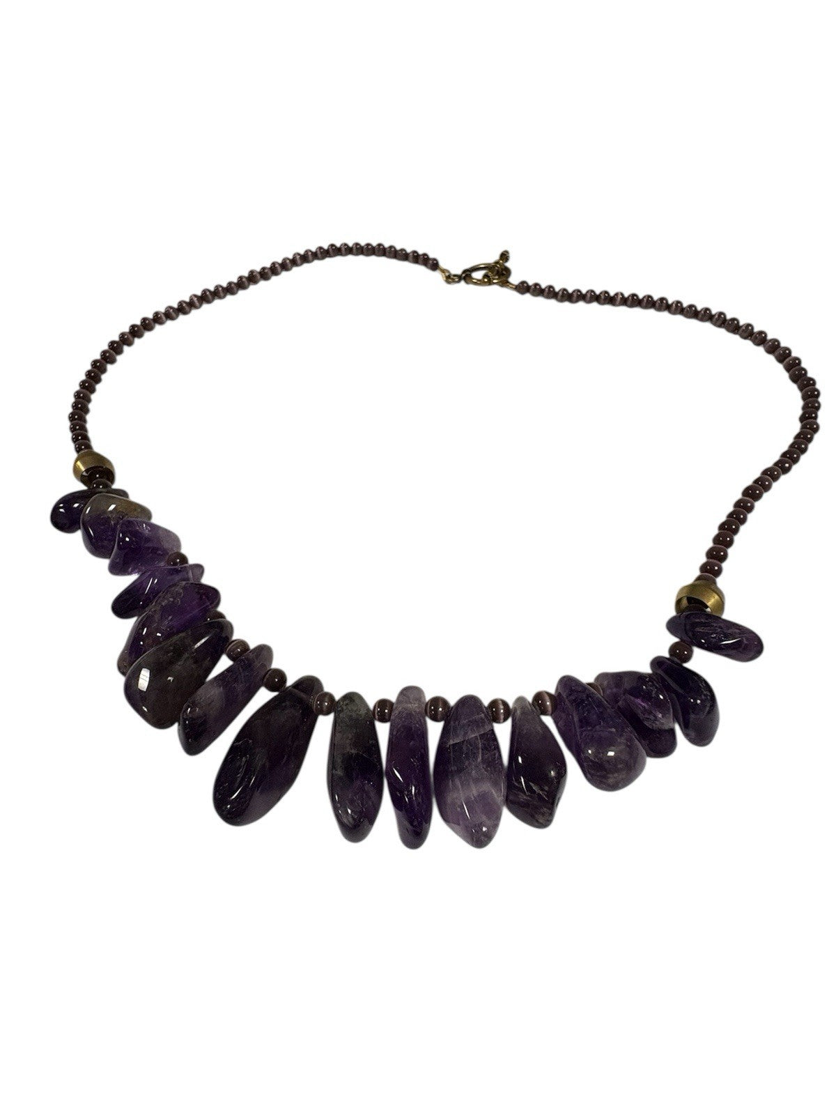 Vintage Amethyst Nugget Statement Necklace with Gold Toggle Clasp