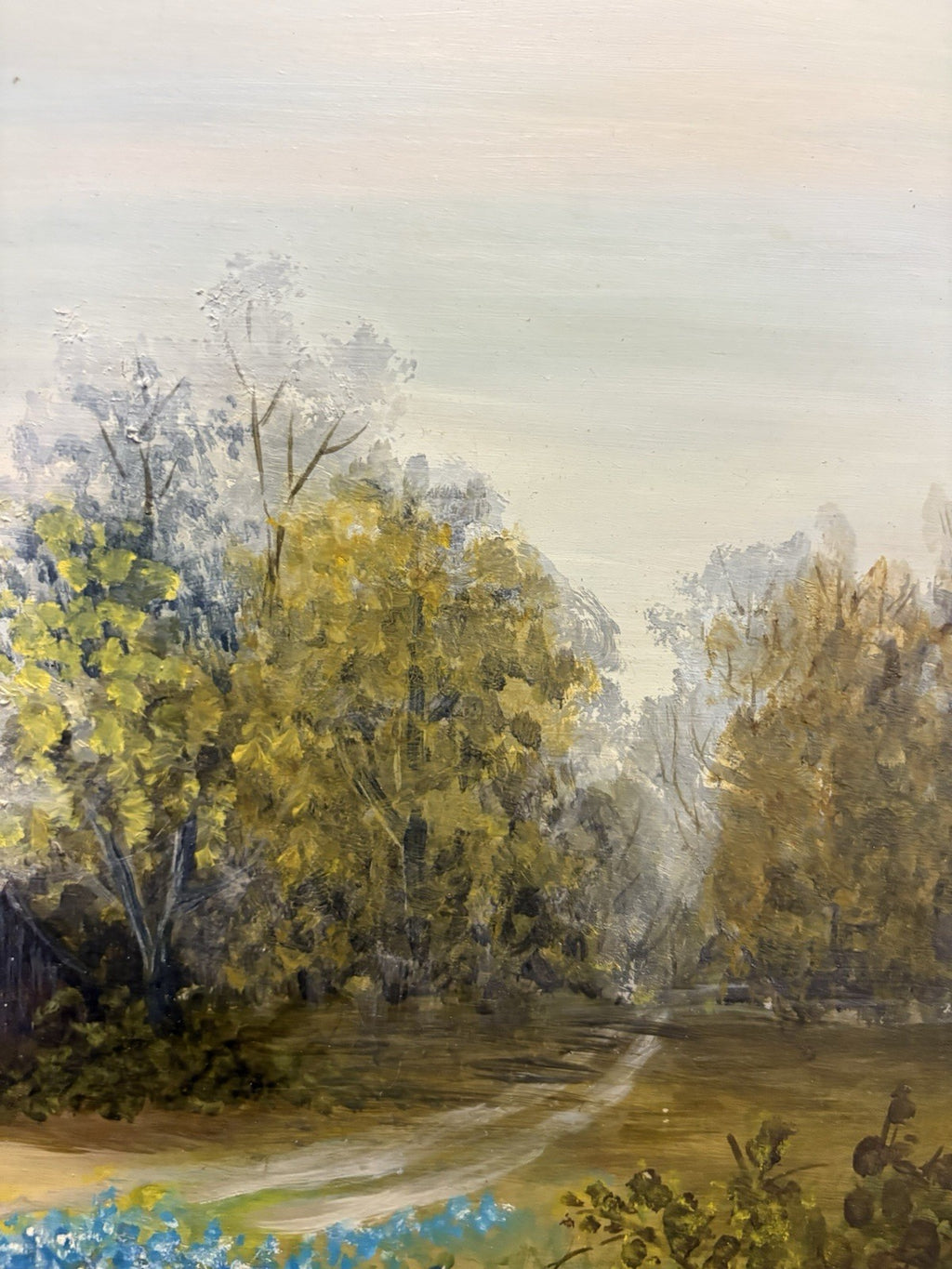 VINTAGE OIL CANVAS LANDSCAPE PAINTING SIGNED Lillian Brunner Hatterman