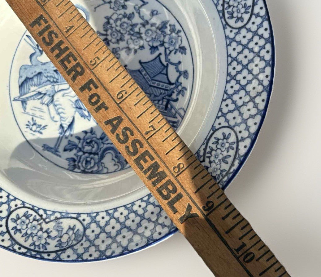 Antique English Blue White Transferware Plate Orient Hales Hancock Godwin 9”
