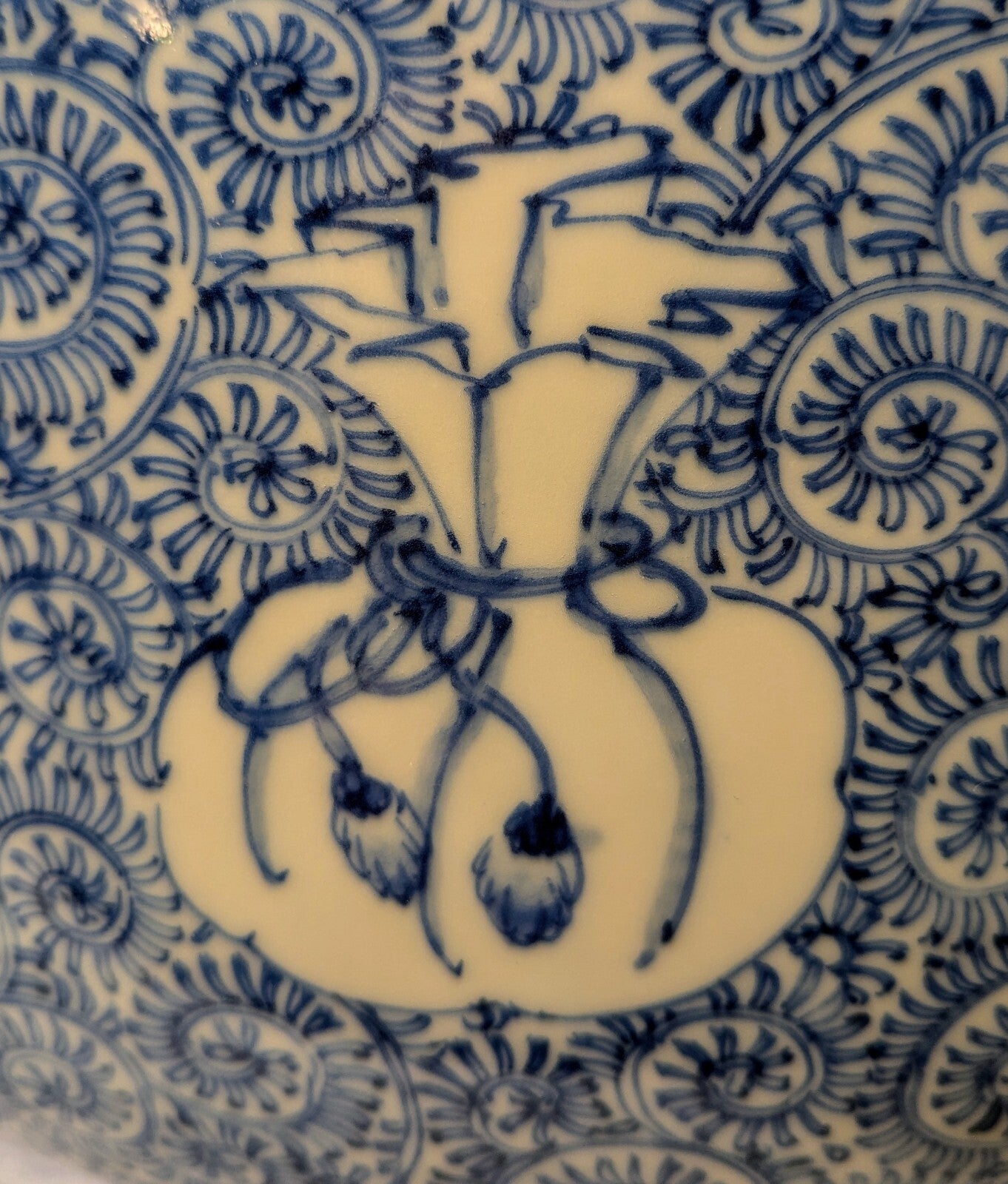 Antique Chinese Blue White Temple Jar Foo Lion Butterfly Handle Qing RARE