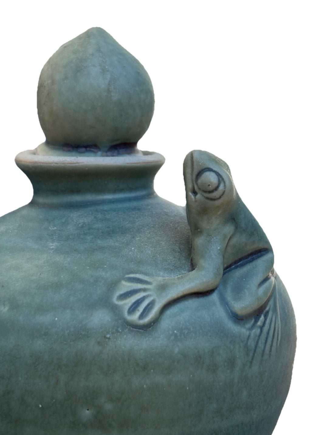 Vintage Asian Celadon Frog Vase | Hand-Glazed Stoneware Miniature Old Estate 4”