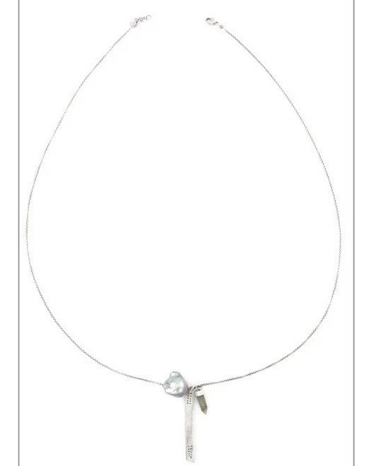 CHAN LUU - GREY MIX LAYERING PEARL CHARM NECKLACE Retail $320