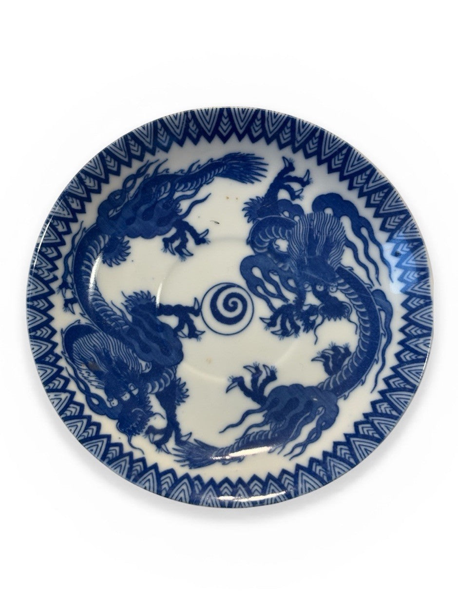 Vintage Blue & White Porcelain Dragon Tea Service – Japan