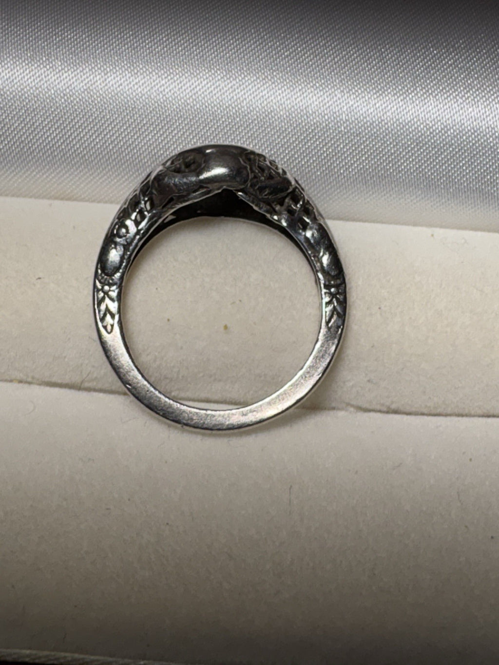 Antique Sterling Silver Diamond Ring Art Deco Size 6
