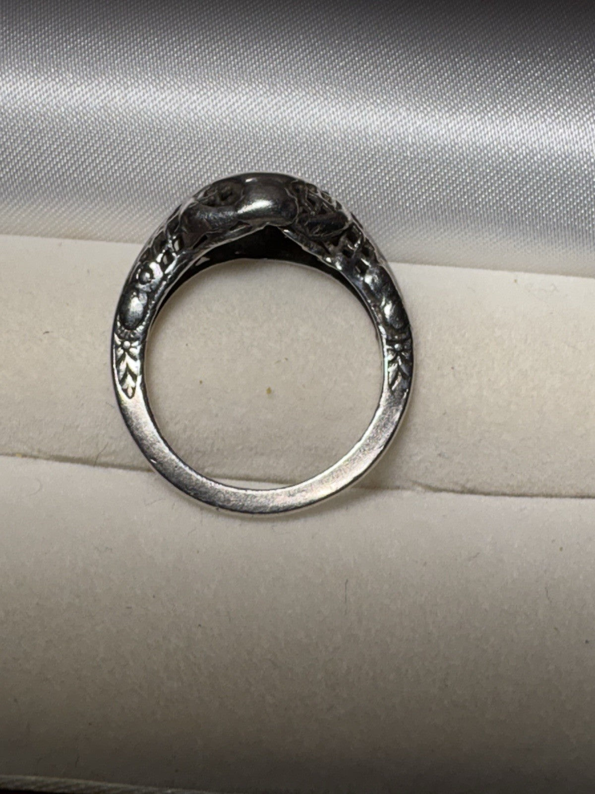 Antique Sterling Silver Diamond Ring Art Deco Size 6