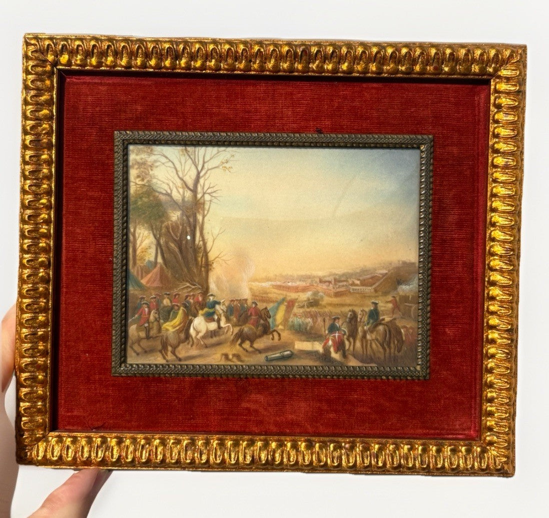 Miniature  Painting Equestrian Scene | Gilt Frame