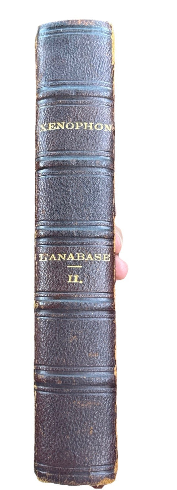 1865 Xenophon L’Anabase II Greek French Paris Hachette Leather Antique
