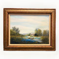 VINTAGE OIL CANVAS LANDSCAPE PAINTING SIGNED Lillian Brunner Hatterman