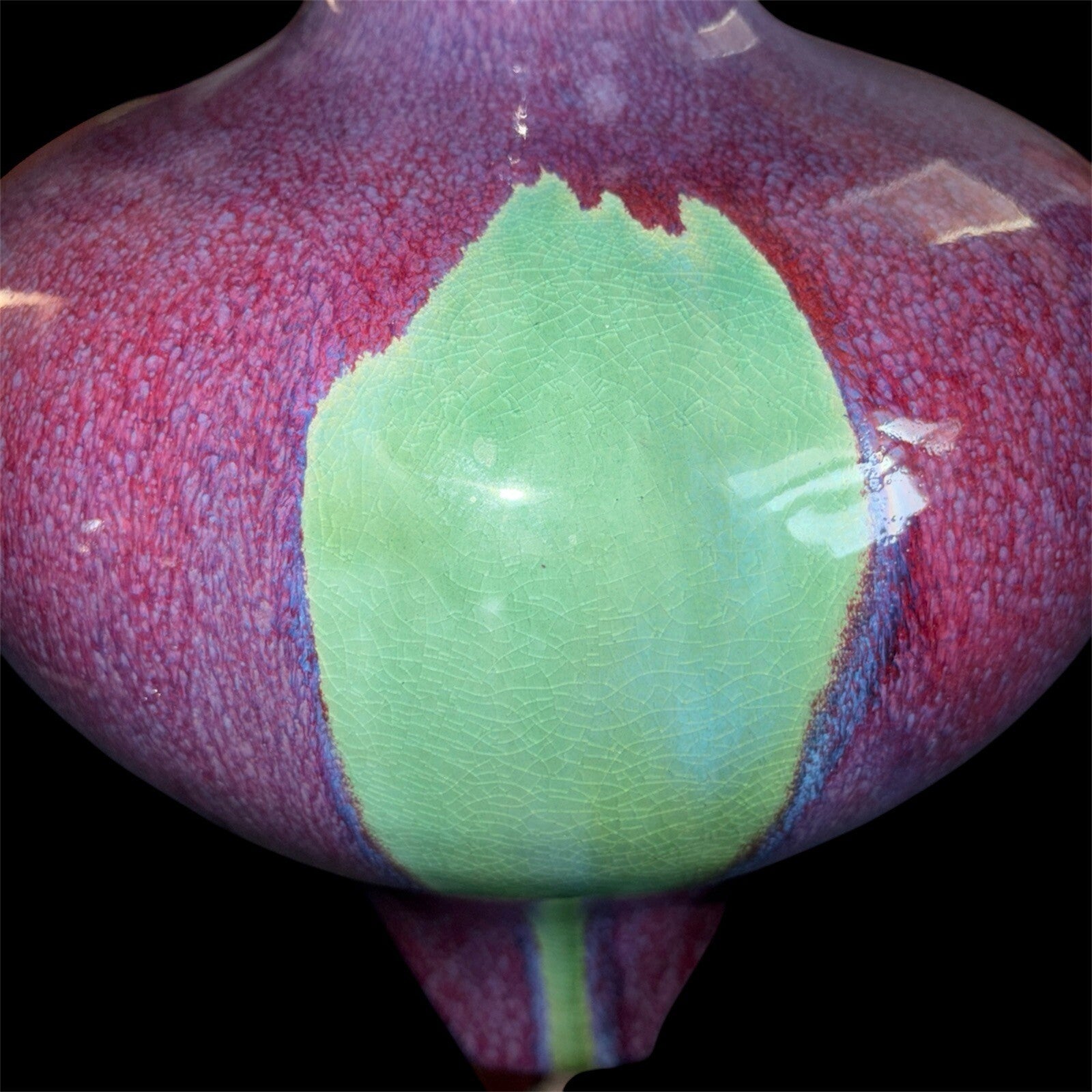 Unique Chinese Flambé Meiping Vase Blue/Purple/green/red 15”tall