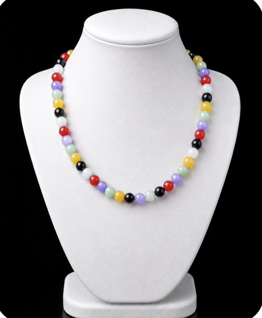 14K Gold Multicolor Jade Bead Necklace 16” Estate Gemstone Strand PJS