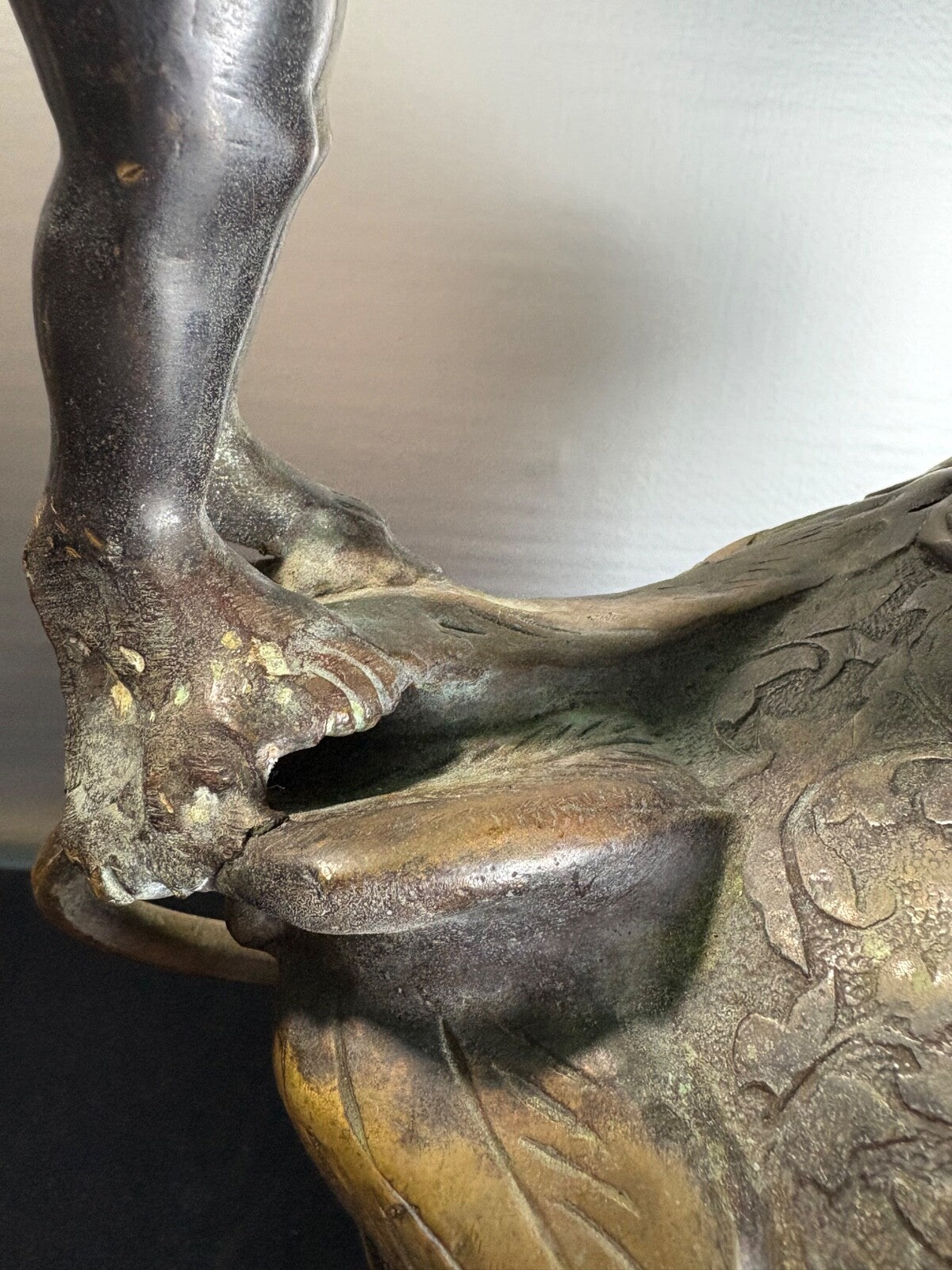 Antique Bronze Art Nouveau Figural Vase Putti Cherubs Floral Relief 20” Tall