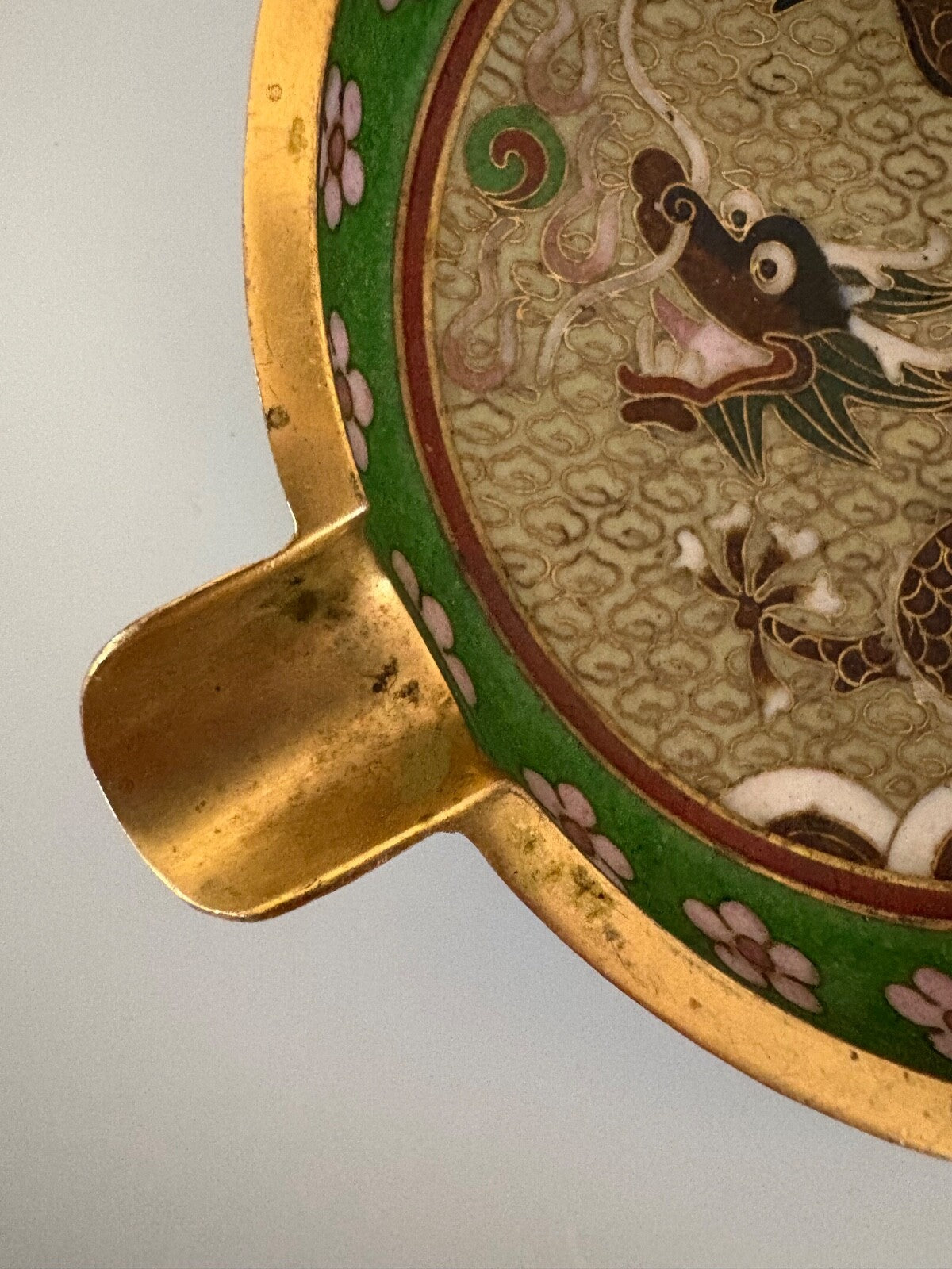 Antique Chinese Cloisonne Enamel dragon Ashtray