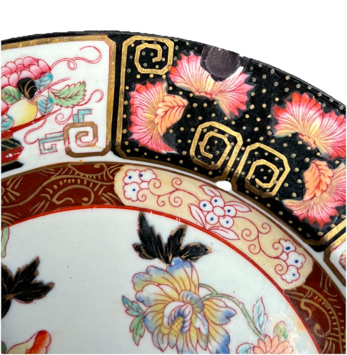 Antique English Imari Ironstone Cabinet Plate c1900 Floral Charger 10”