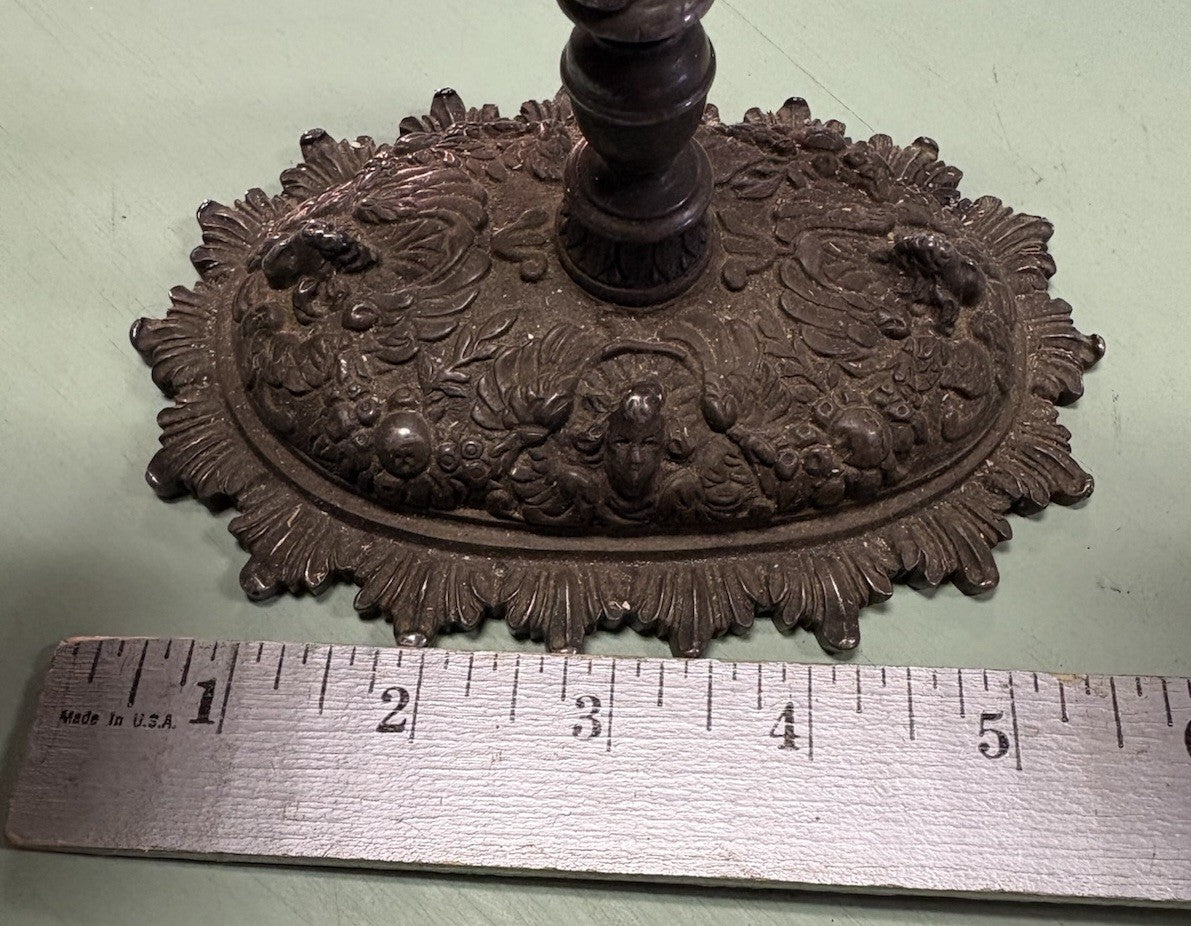 French Bronze Cherub Candle Holder – Art Nouveau Winged Putto Candelabra