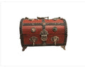 Tibetan Brass Inlaid Wooden Chest Box elephant Handles Gem Accents Vintage