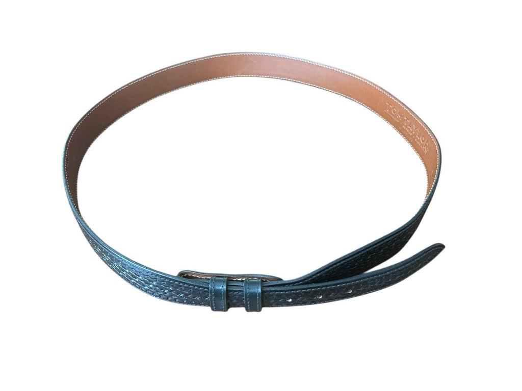 Tom Taylor Santa Fe Black Basket Stamped Western Cowhide Belt Strap Size 50