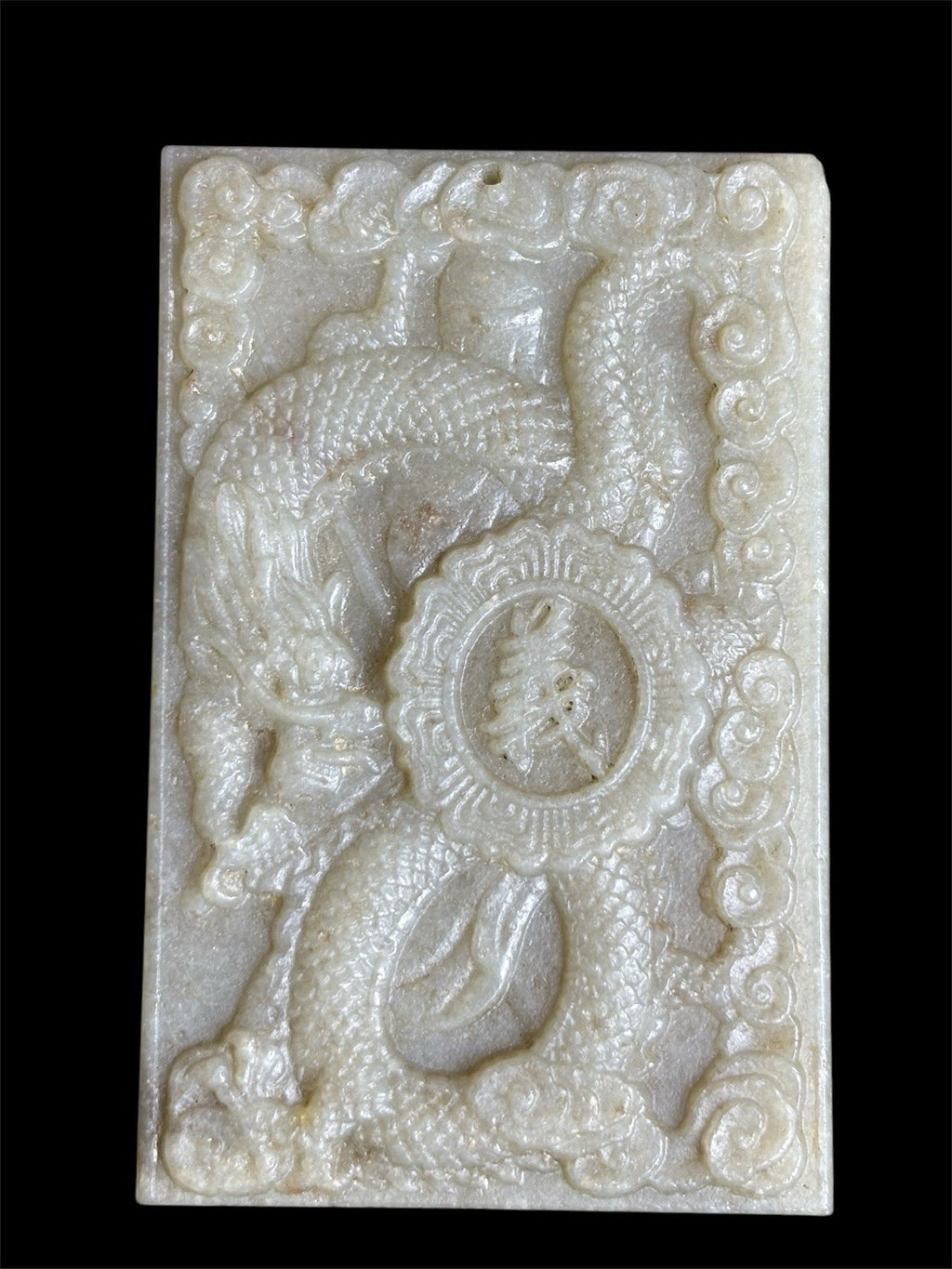 Antique Old Chinese Natural Jade Carved Double Sided Plaque 93 grams