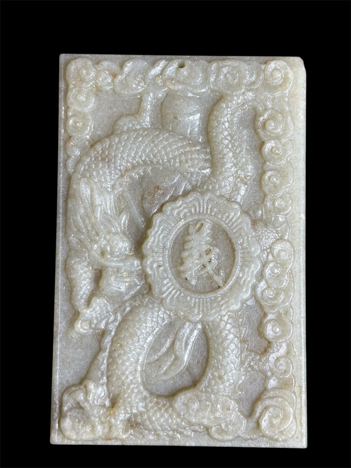 Antique Old Chinese Natural Jade Carved Double Sided Plaque 93 grams