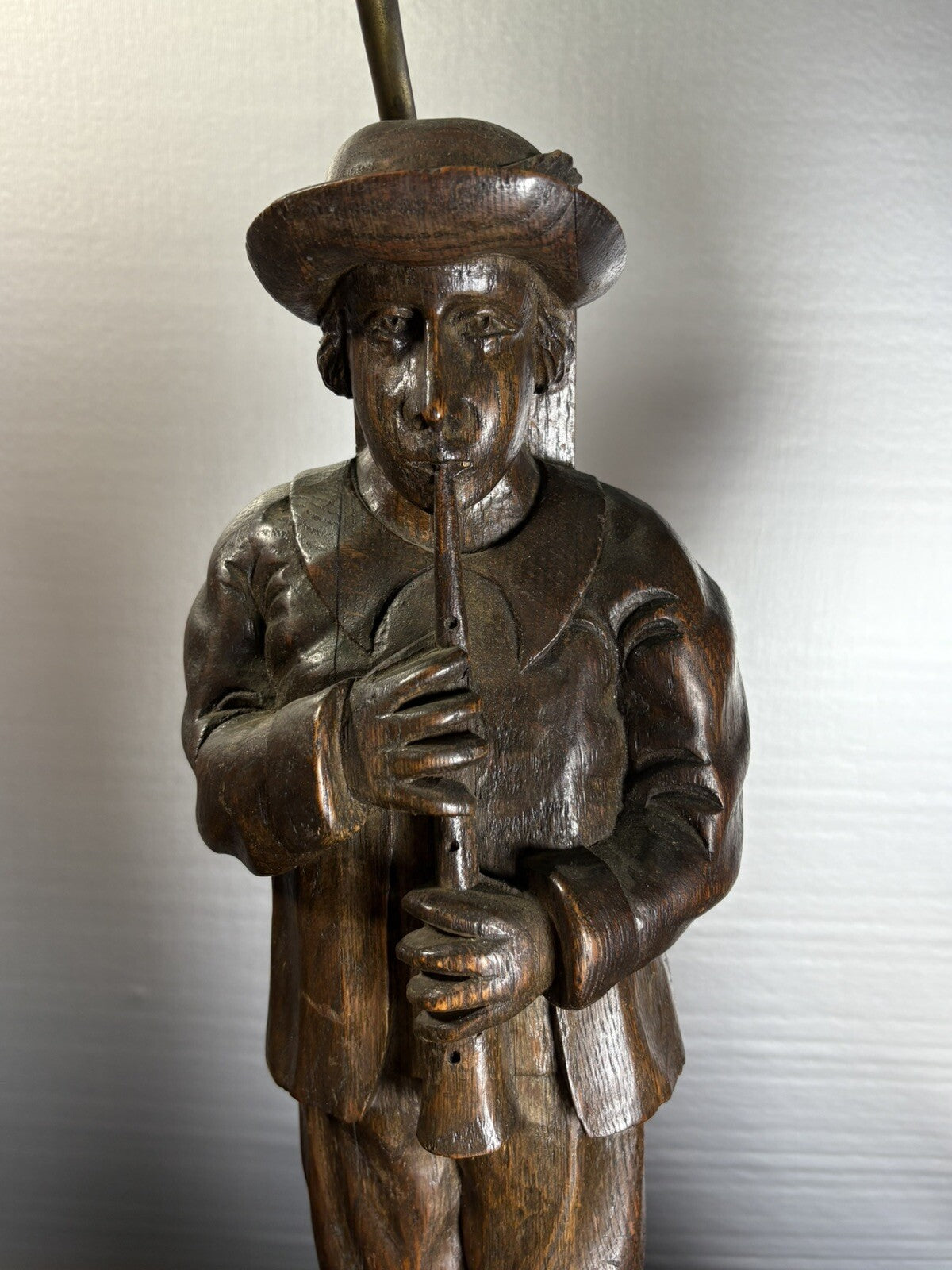 Vintage Pair Incredible Carved Wood Lamp Musicians 37”