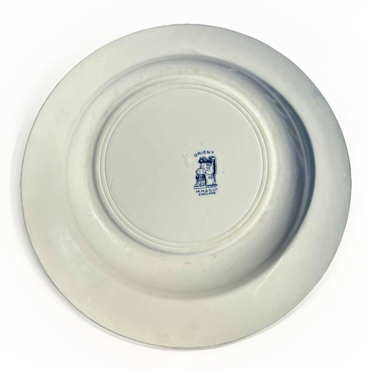 Antique English Blue White Transferware Plate Orient Hales Hancock Godwin 9”