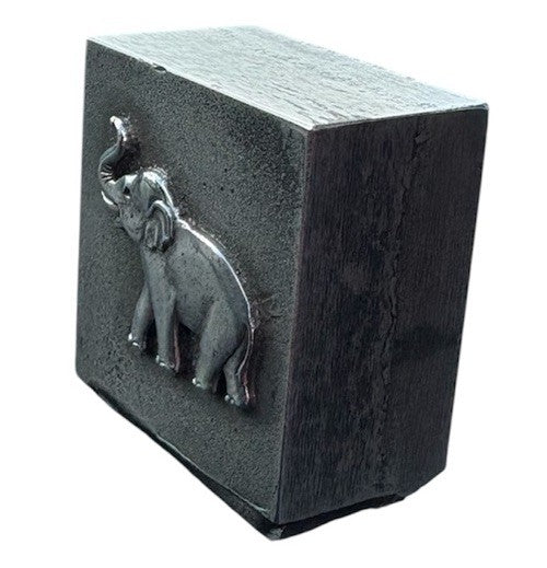 Silver metal elephant paperweight decorative