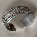 KRISSO Greece Sterling 925 Carnelian Cuff Bracelet • Greek Key • Vintage Artisan