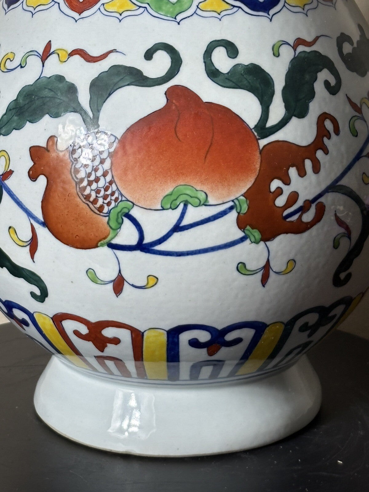 Antique Chinese Doucai Longevity Vase w/ Peaches & Qianlong Mark