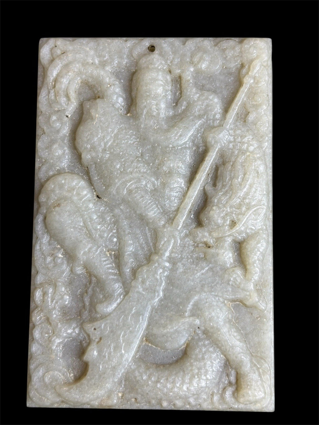 Antique Old Chinese Natural Jade Carved Double Sided Plaque 93 grams