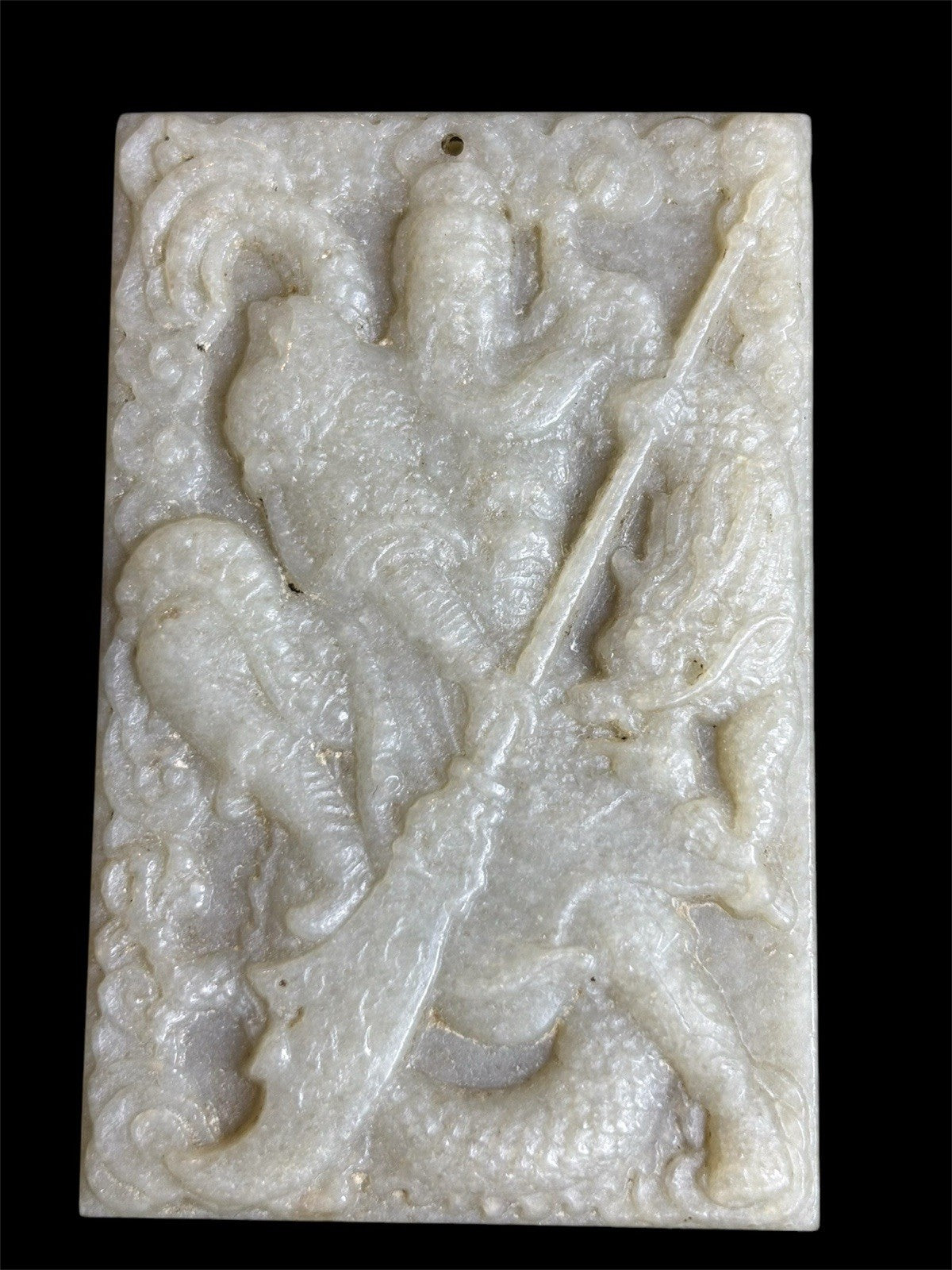 Antique Old Chinese Natural Jade Carved Double Sided Plaque 93 grams