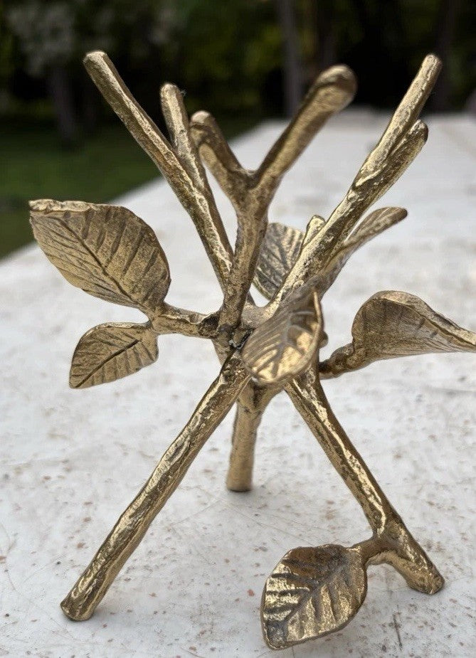 Vintage Brass Twig and Leaves Sculpture | Ring | Jewelry Holder