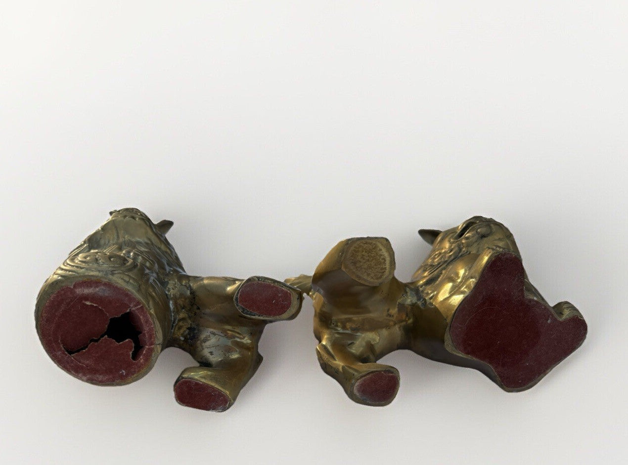 Vintage Brass FOO DOGS: Pair of Brass Foo Dog. 5”x 5”