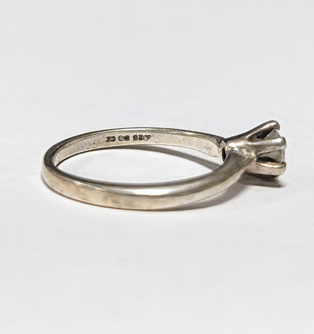 Vintage CZ White Sterling Silver Ring Size 6.5