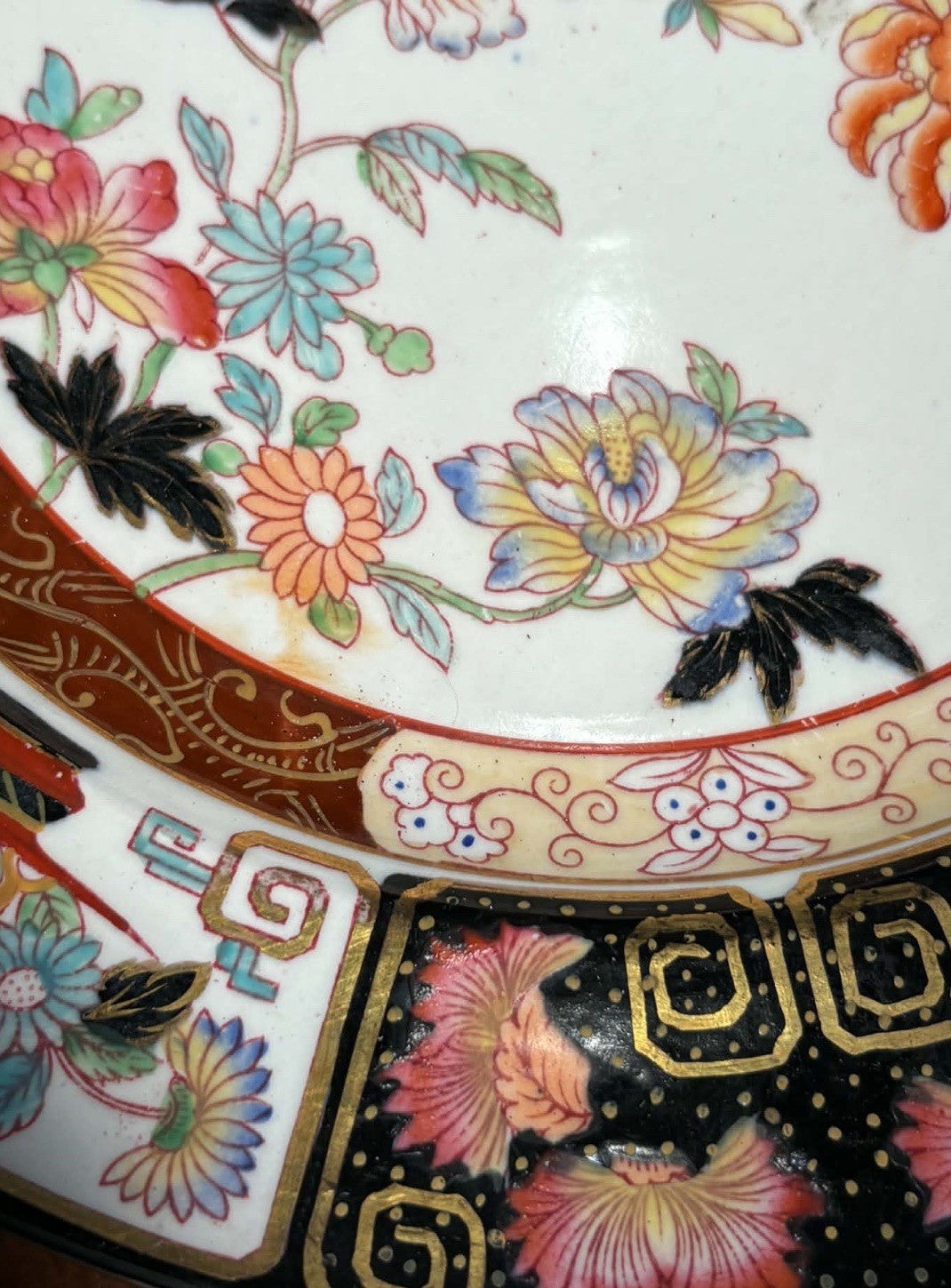 Antique English Imari Ironstone Cabinet Plate c1900 Floral Charger 10”