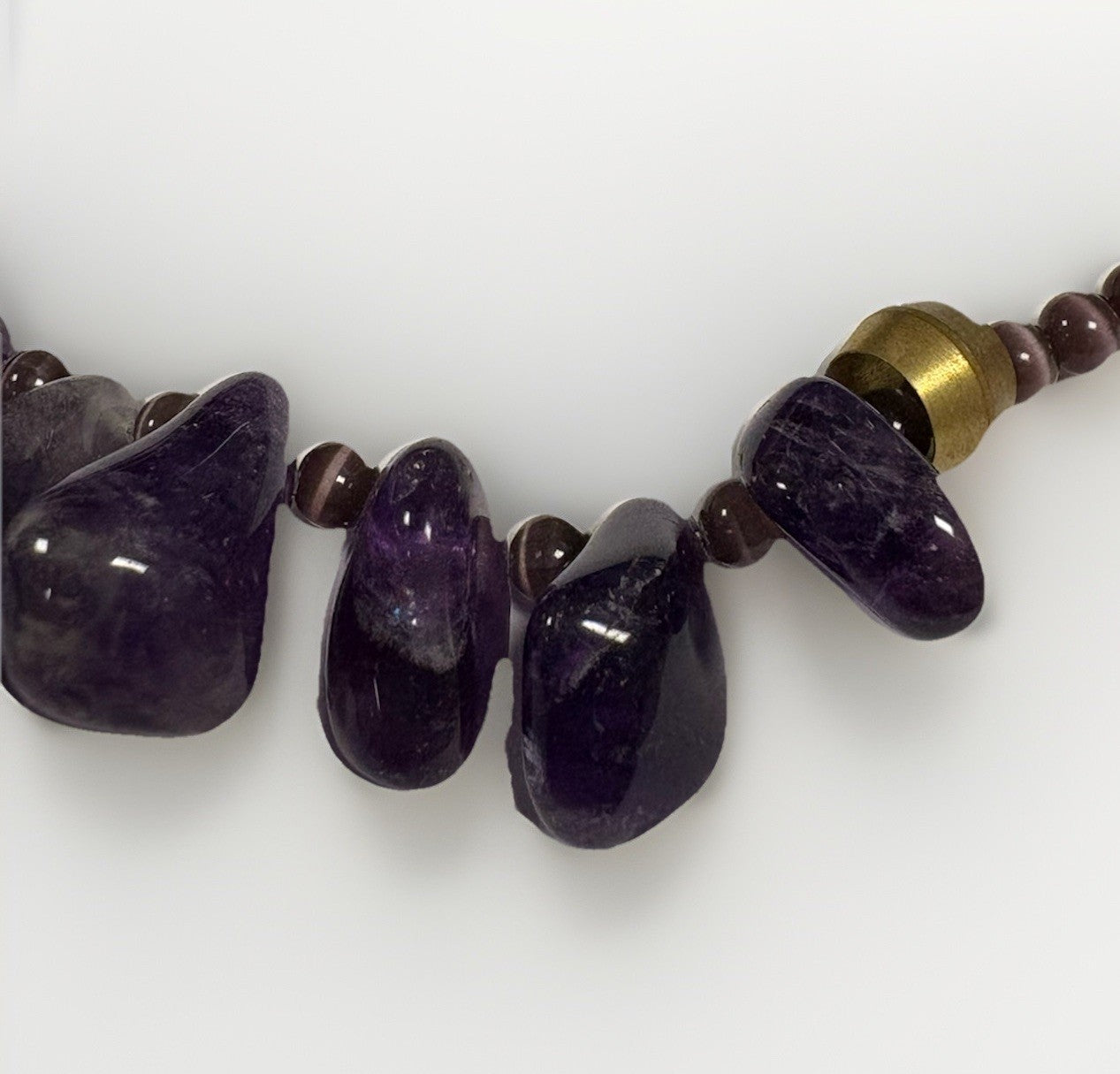 Vintage Amethyst Nugget Statement Necklace with Gold Toggle Clasp