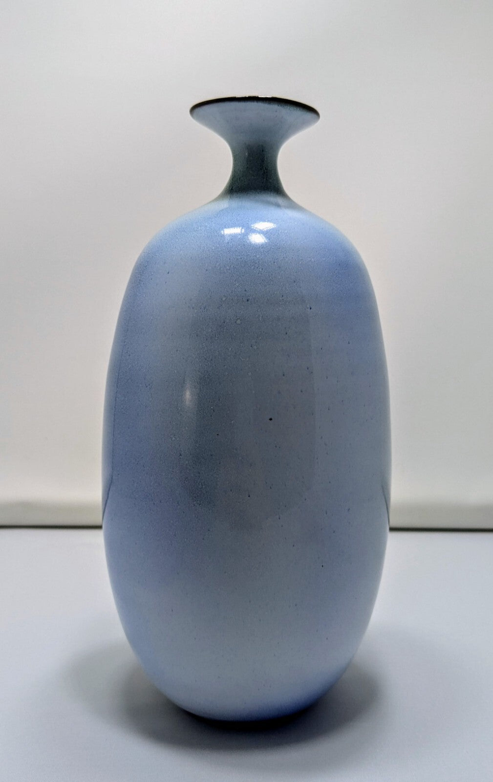 Vintage Japanese Blue Porcelain Vase Hand Painted Mountain Landscape Art Pottery