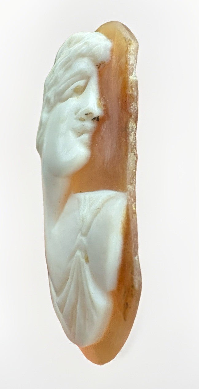 Antique Victorian Agate Cameo Classical Lady Profile Hand Carved 1”