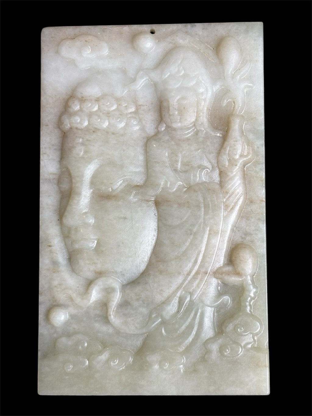 Antique Old Chinese Natural Jade Carved Double Sided Guan Yin 76 grams