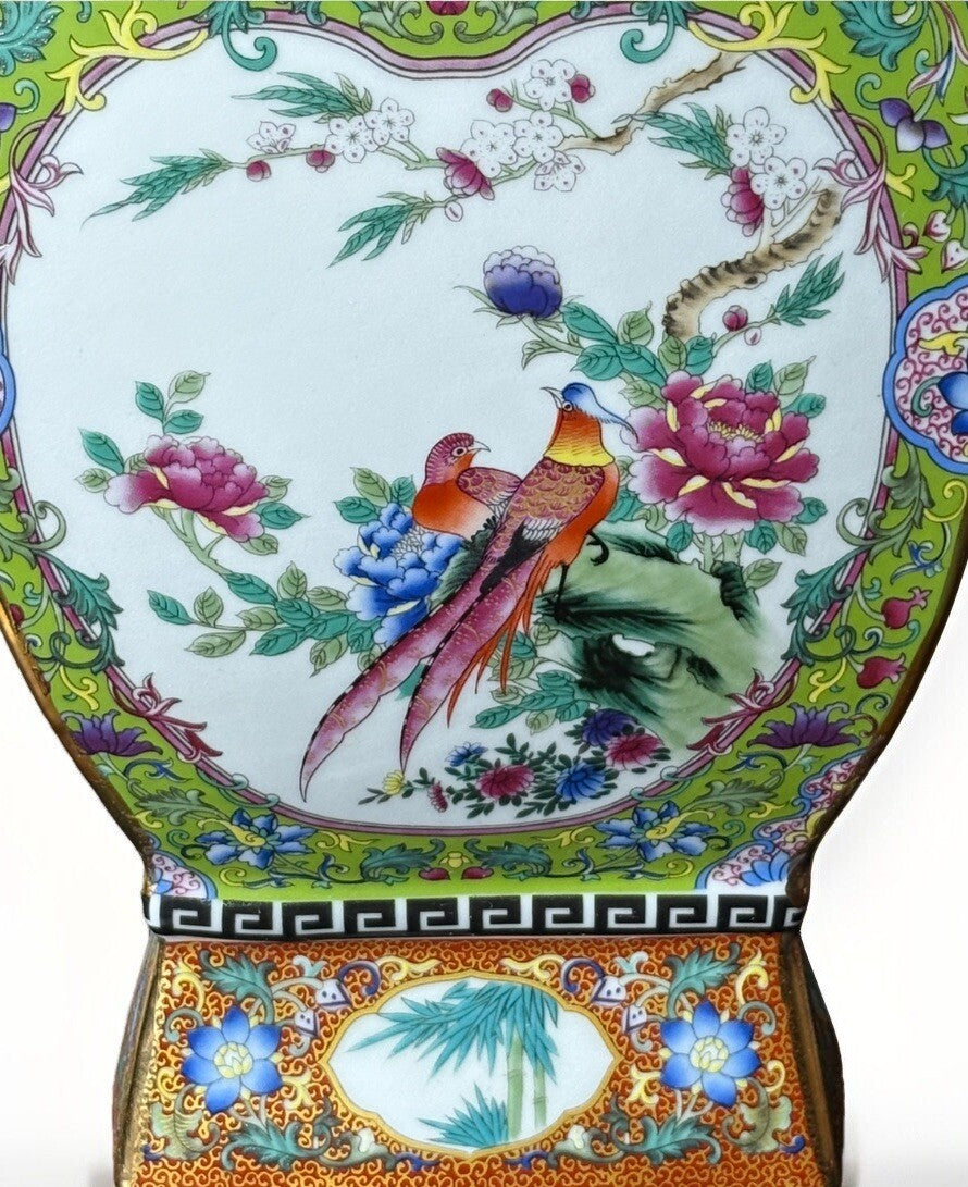 17.5” Chinese enamel flower and bird pattern vase