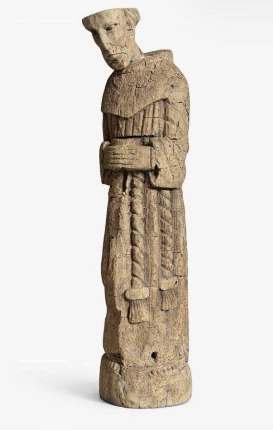 Rare Spanish Colonial Santos Monk Statue Carved Wood Franciscan 16th C